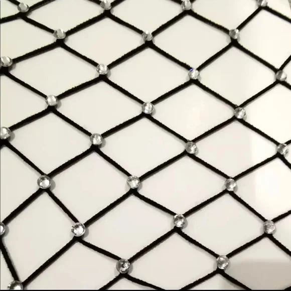 🎉Last One - New Arrival Sexy Rhinestone Fishnet Crystal Black Glitter Pantyhose - Picture 6 of 8